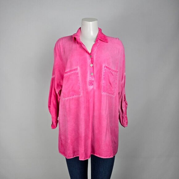Meo Meli Pink Cotton Button Up Blouse Top Size XL - Picture 1 of 6